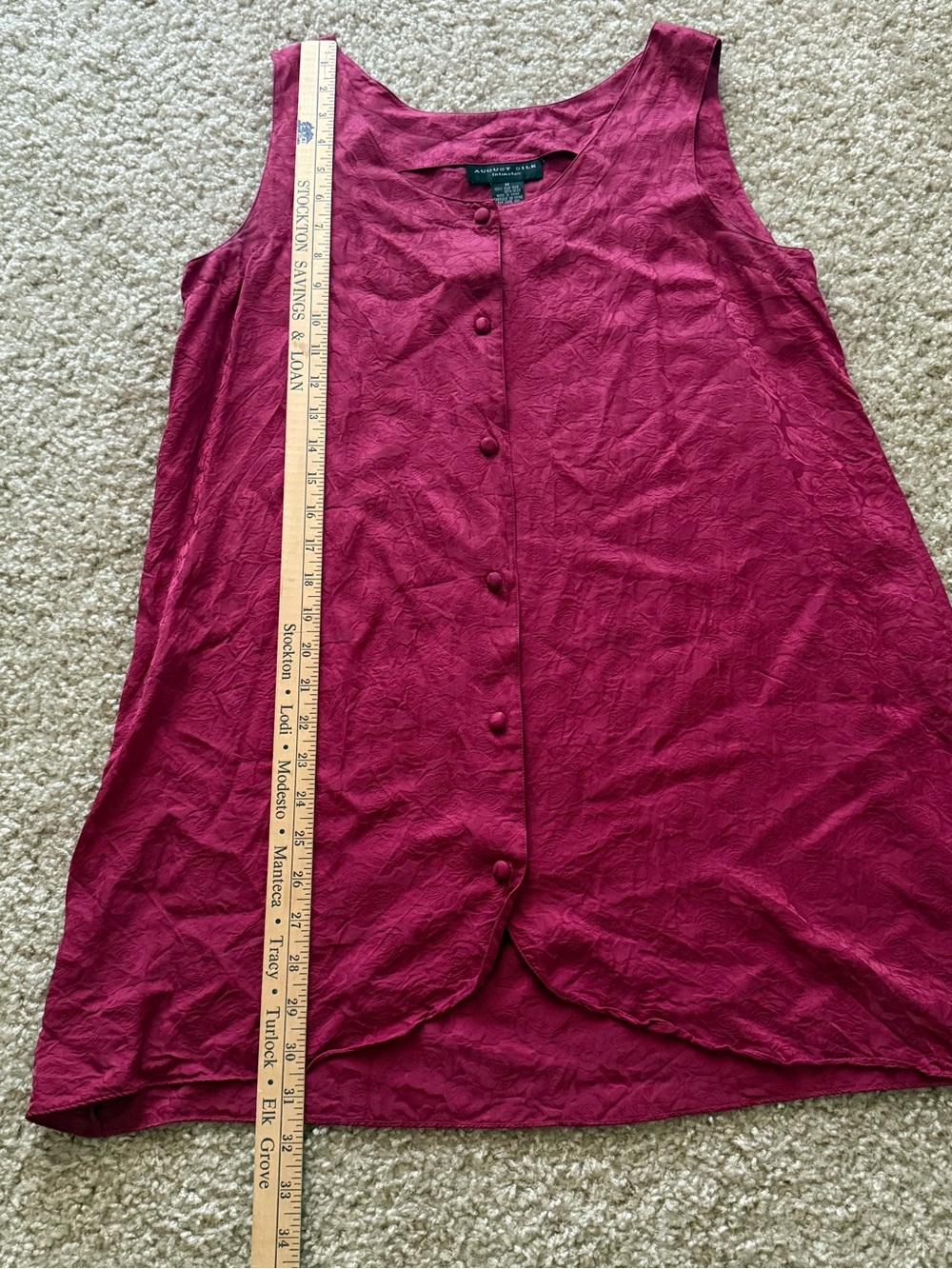 August Silk 100% silk pajama tunic top Medium 31.5 in long - Picture 3 of 6